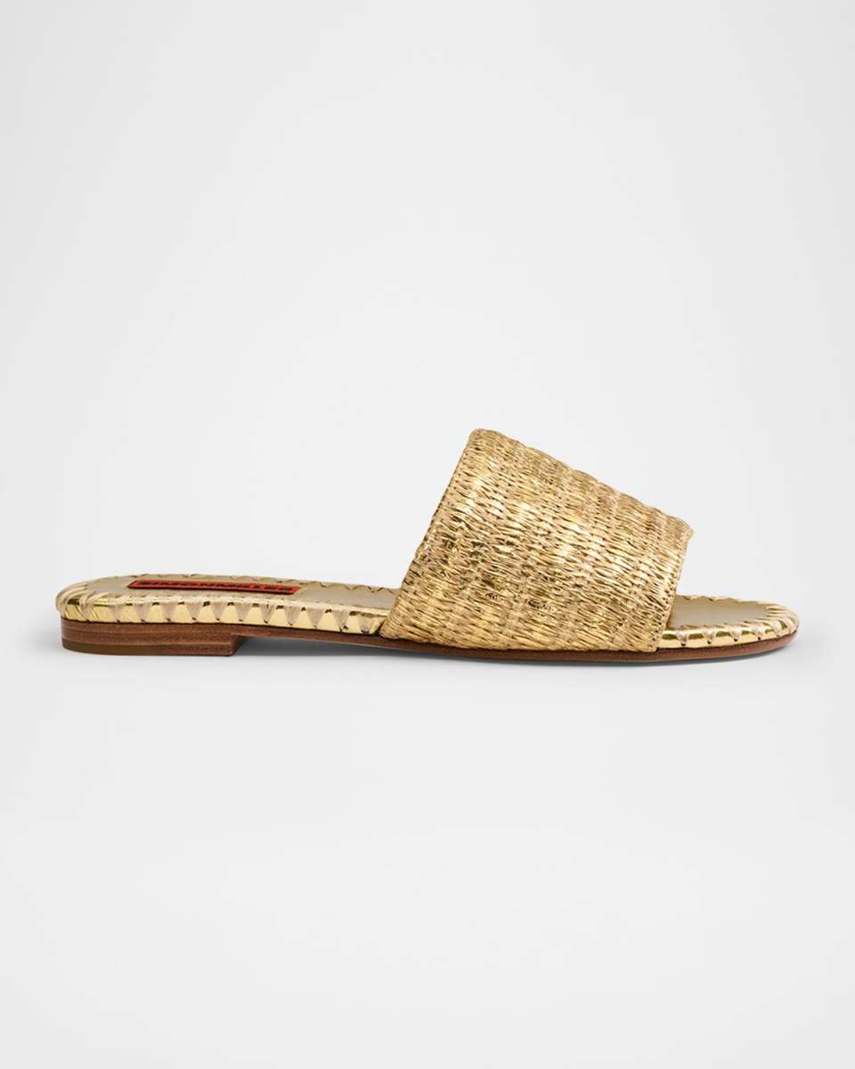 Salerno Metallic Raffia Flat Sandals
